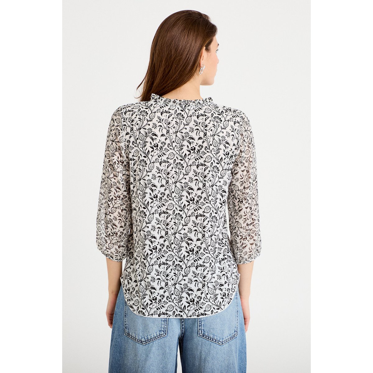 Blouse col v manches 3/4 blanc, CACHE CACHE