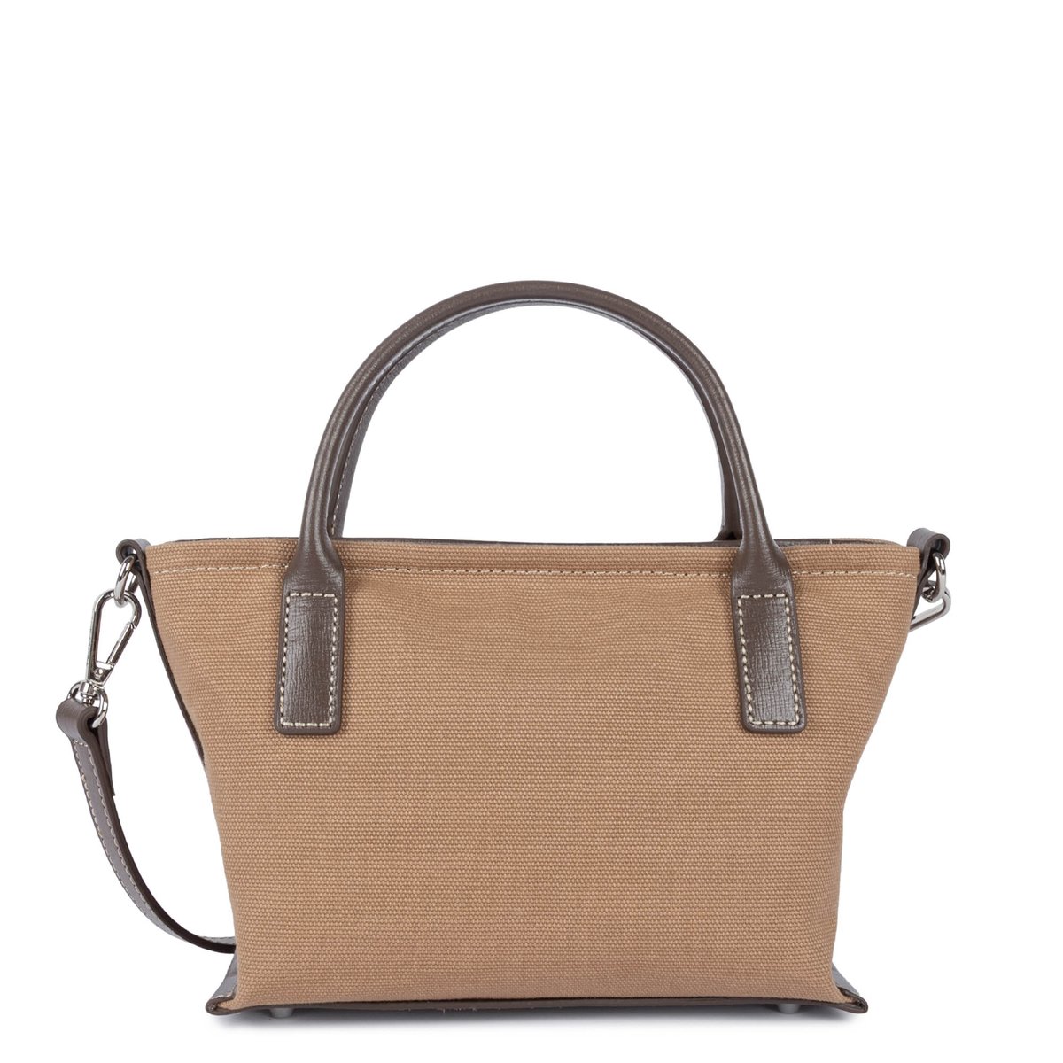 Sac cabas main zippé mini, CANVAS KBA sable - marron, LANCASTER