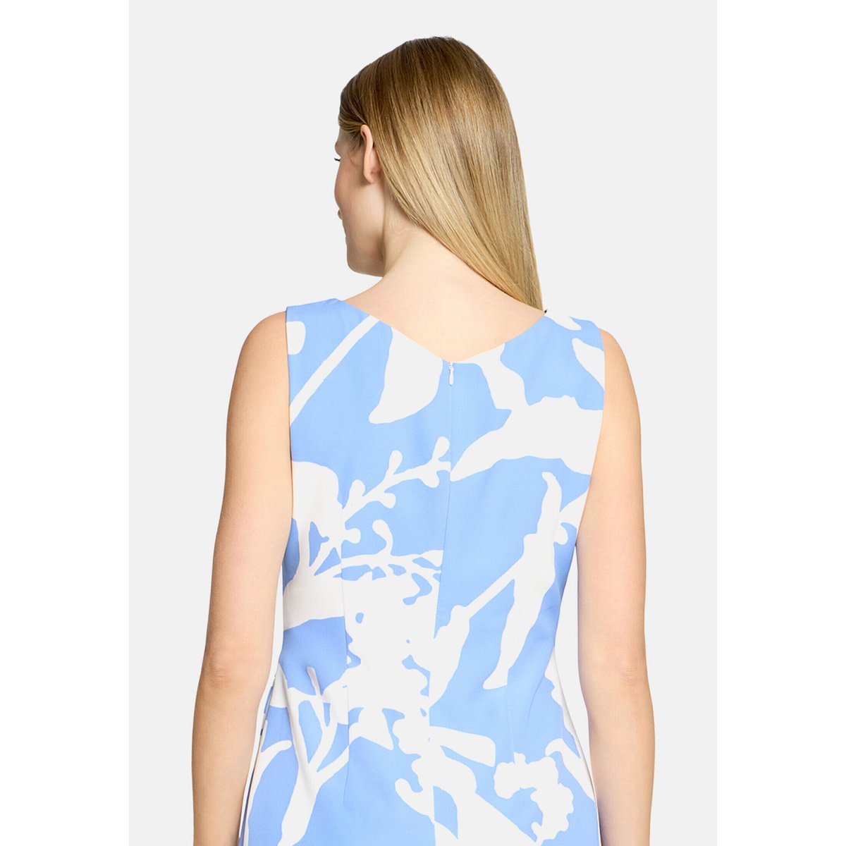 Robe de cocktail à imprimé à fleurs bleu/blanc, VERA MONT