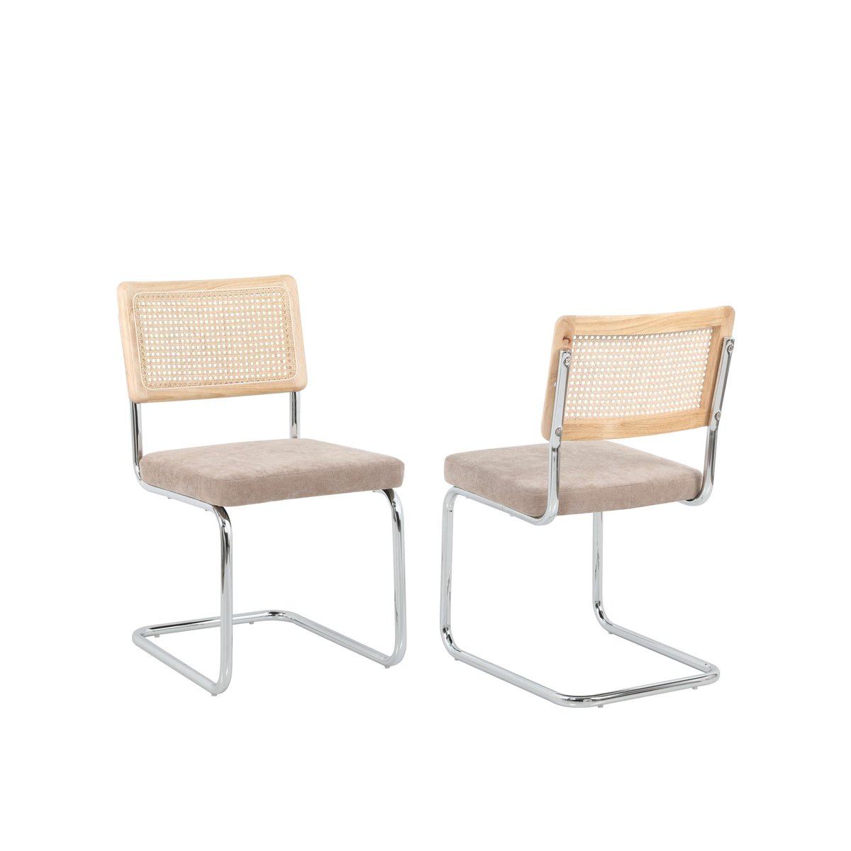 Chaises cannage pieds métal (lot de 2) ELLA marron, BAÏTA