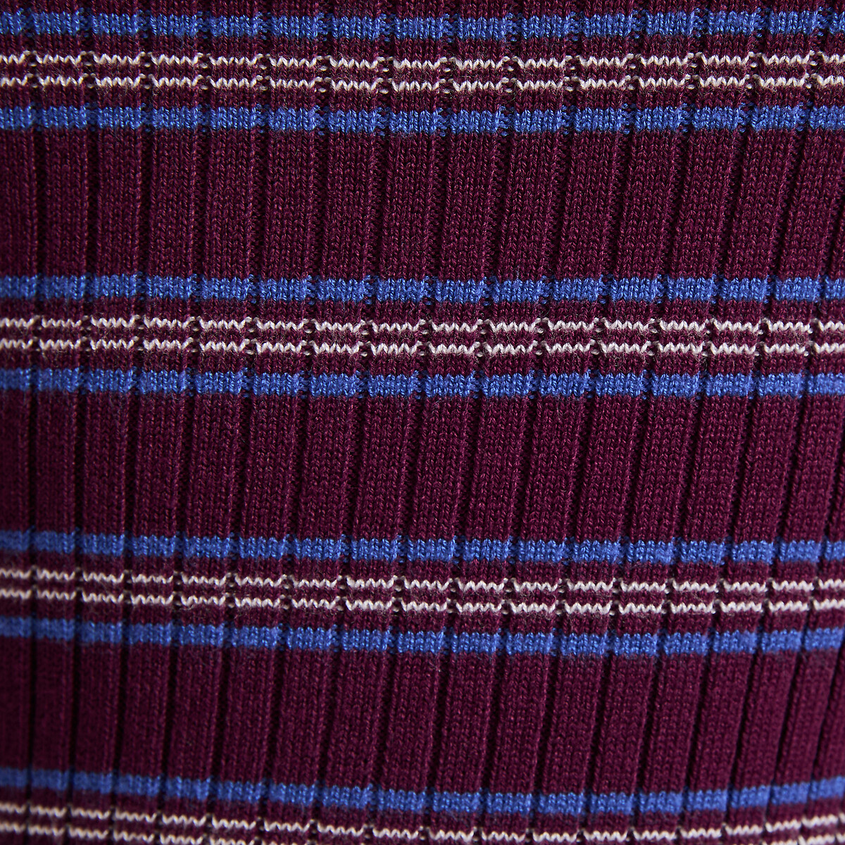 Striped Crew Neck Fine Knit Vest Top burgundy striped , LA REDOUTE COLLECTIONS