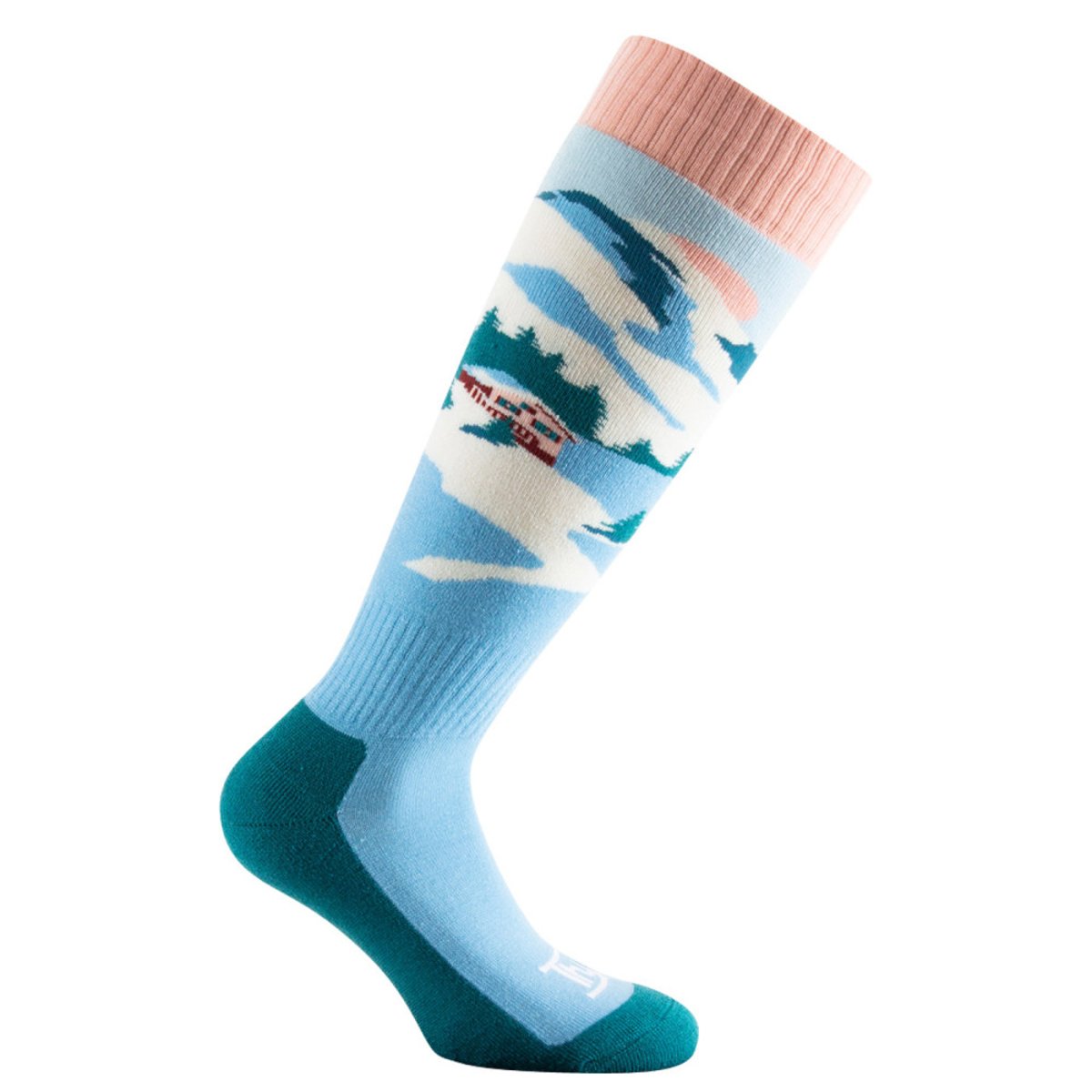 Lot de 2 paires de mi-bas ski Laponika Femme rose bleu, THYO
