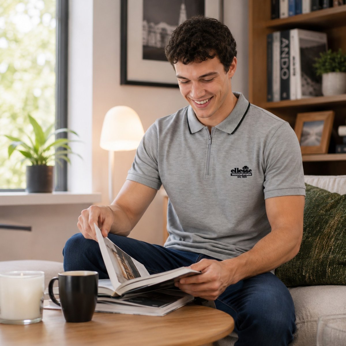 Polo manches courtes, col polo et patte boutonnée GIULIAN gris, ELLESSE
