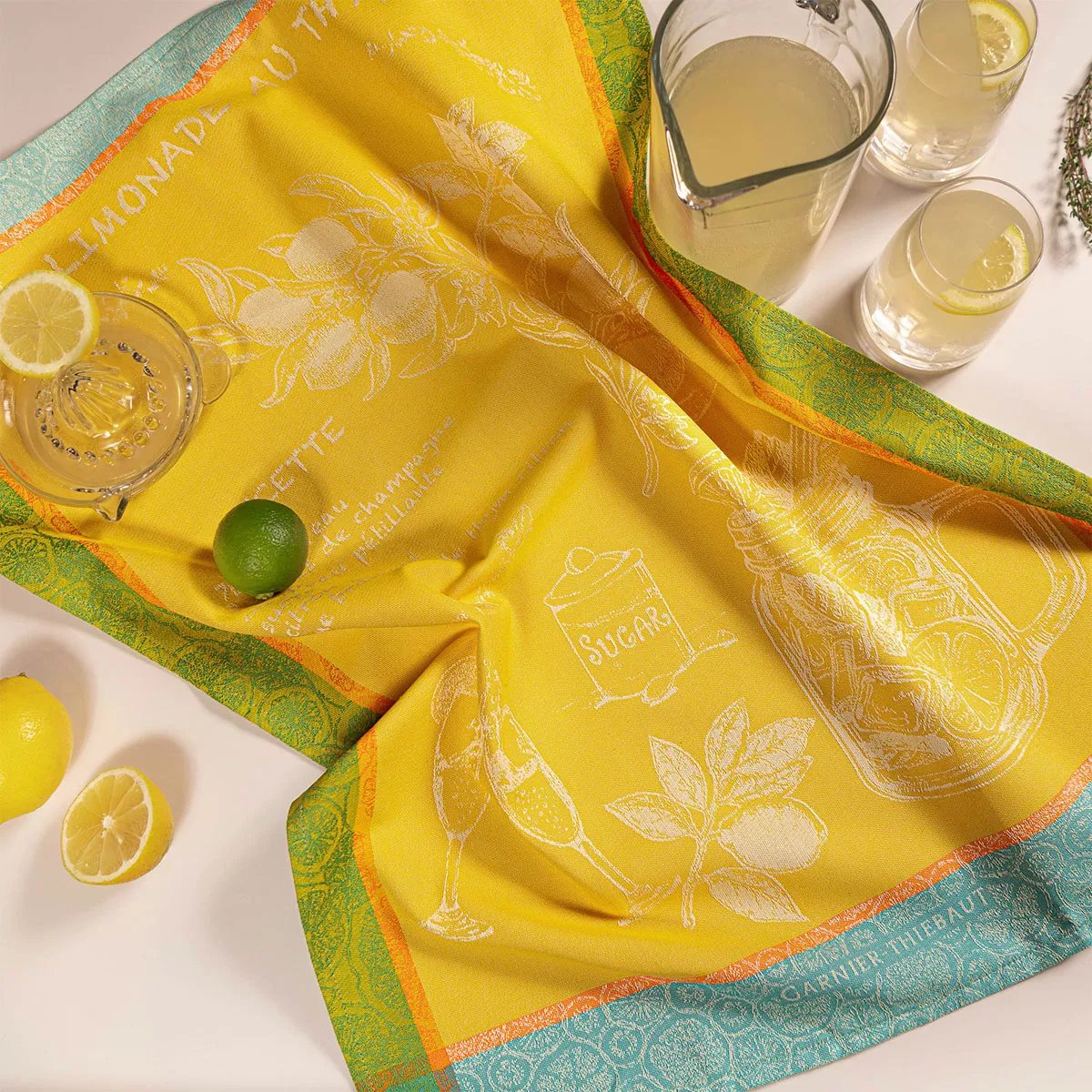 Torchon pur coton LIMONADE AU THYM soleil, GARNIER THIEBAUT
