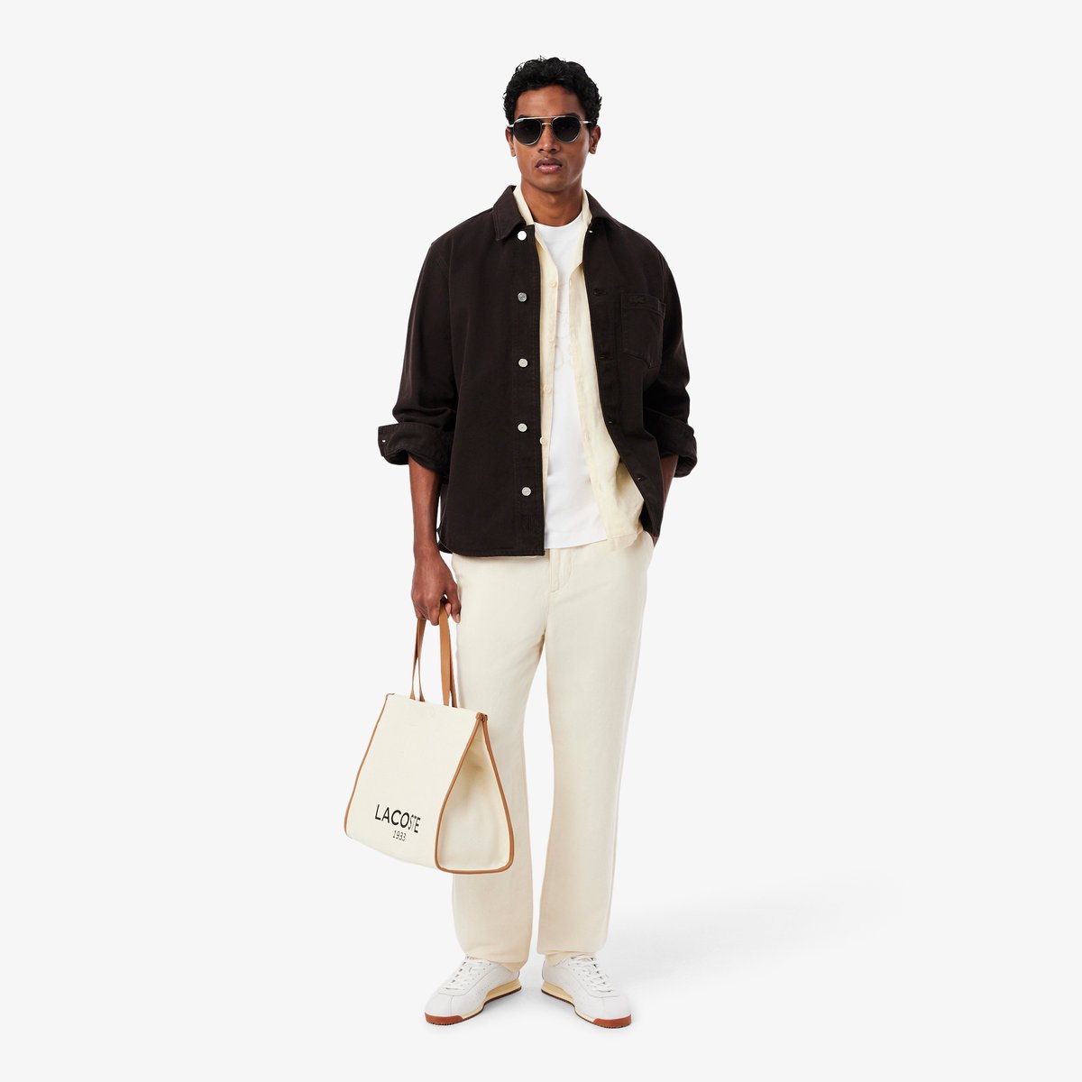 T-shirt coton imprimé blanc-001, LACOSTE
