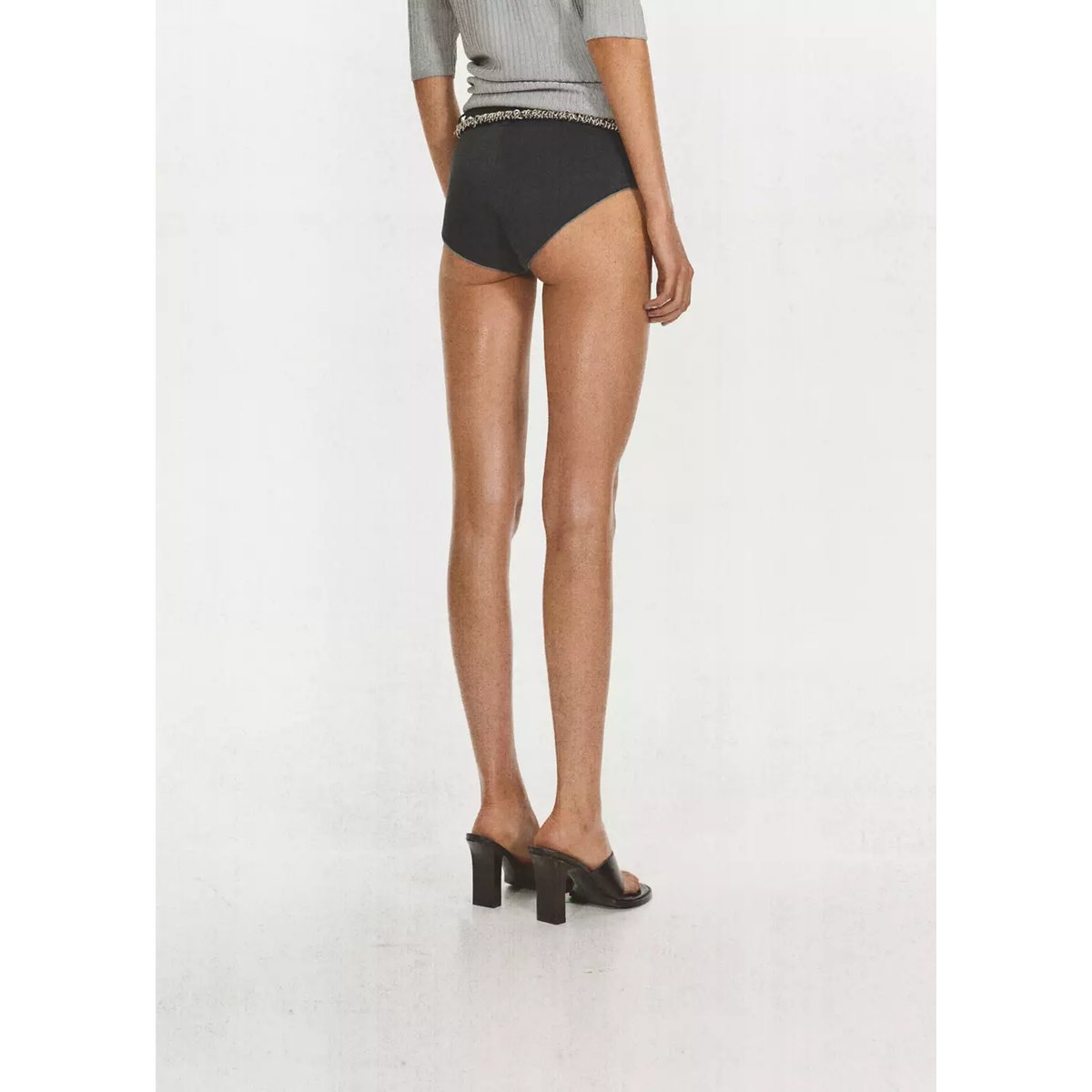 Mini-short en maille avec finitions contrastantes bleu foncé, MANGO