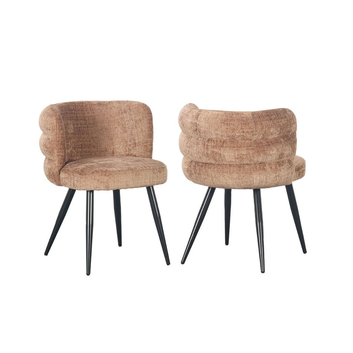 Lot de 2 chaises velours, SOLEA marron clair, BOBOCHIC