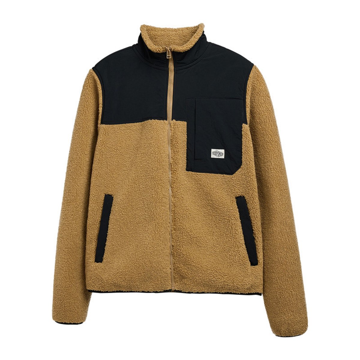 Veste zippée camel bi-matière avec un col montant et des poches camel, TEDDY SMITH