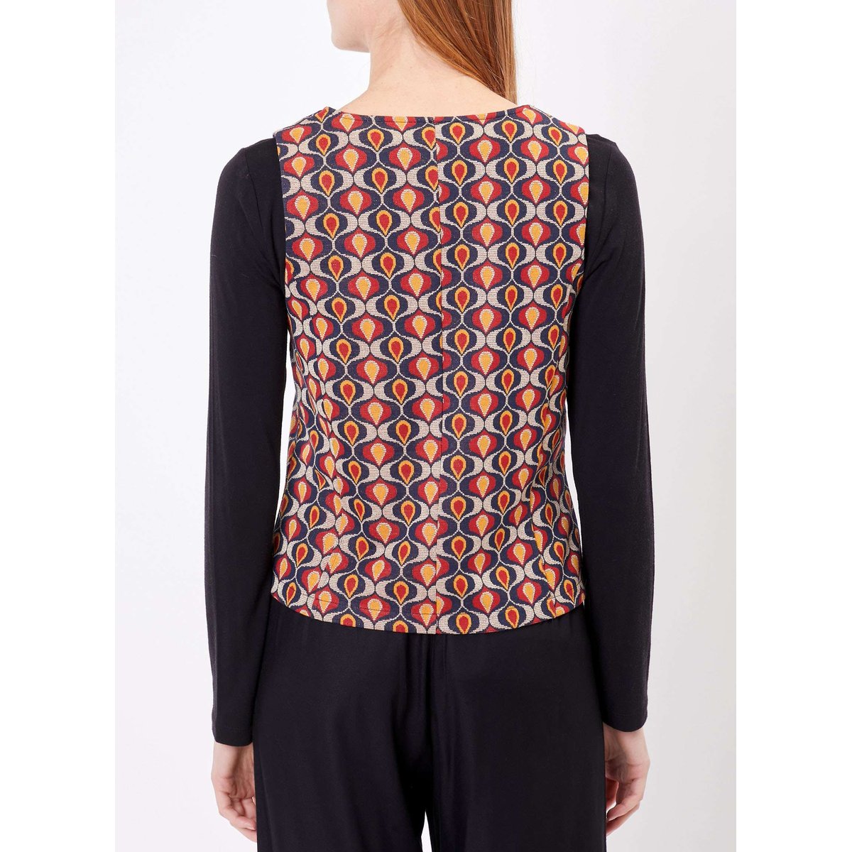 Gilet tailleur maille jacquard GISELE rouge aladin, PRINCESSE NOMADE