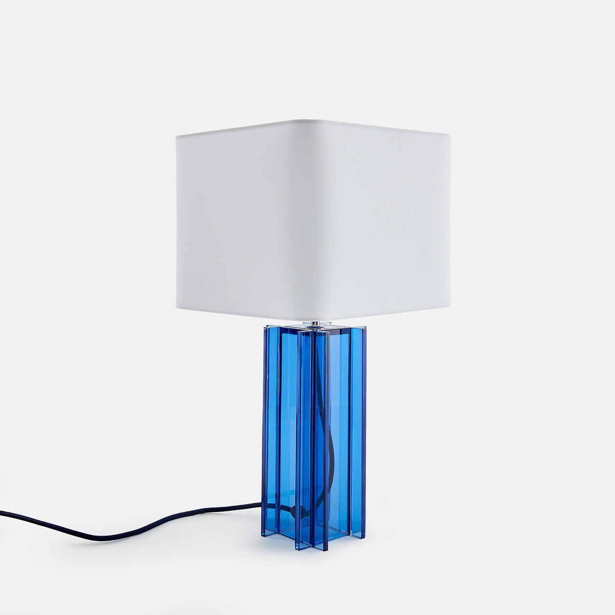 Bimo Table Lamp in Colourful Glass and Linen blue, LA REDOUTE INTERIEURS