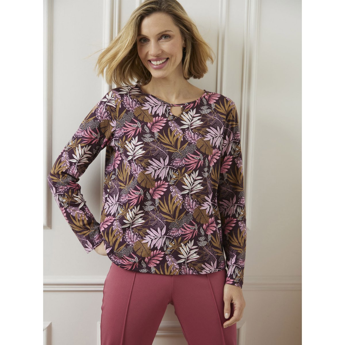 Tee-shirt fantaisie imprimé prune, DAXON