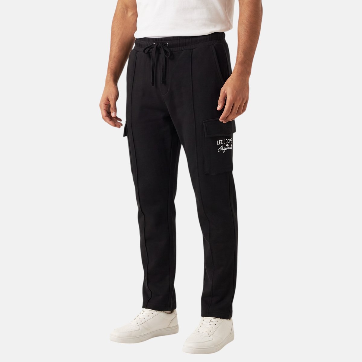 Pantalon de jogging à cordon de serrage, coupe droite et poches cargo SLIM noir, LEE COOPER