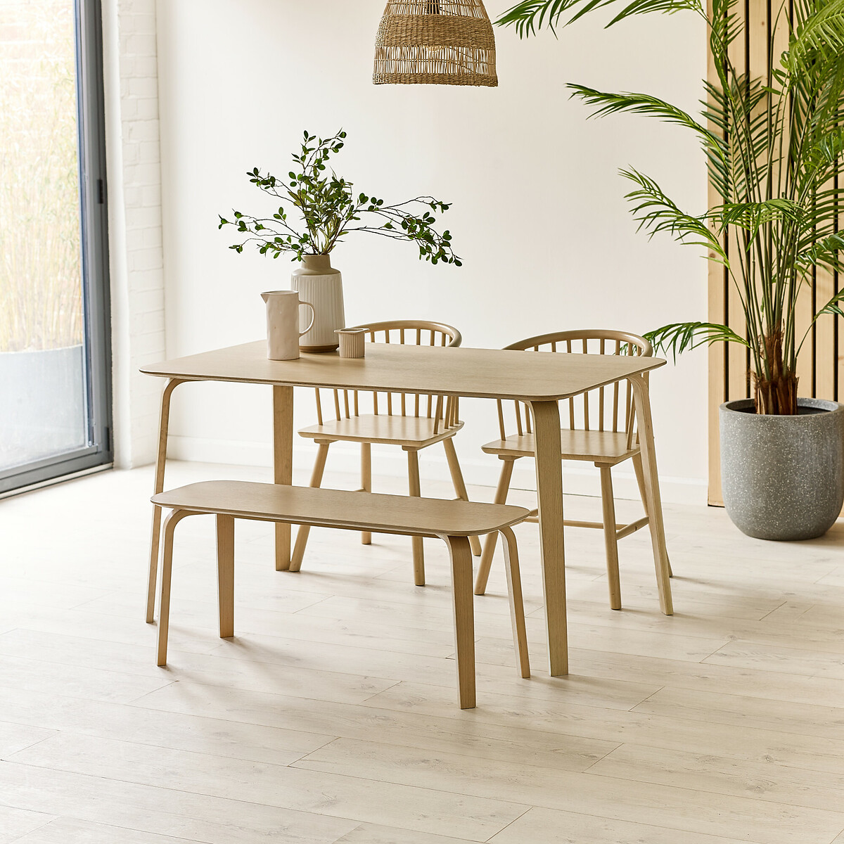 Kael Oak Curved Leg Bench light oak, SO'HOME