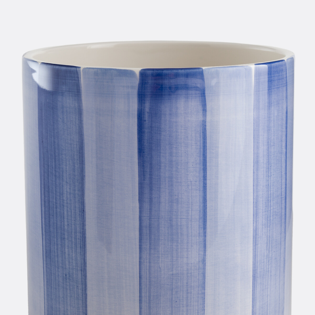 Jaoma Striped Ceramic Plant Pot Holder Diameter 14cm blue, LA REDOUTE INTERIEURS
