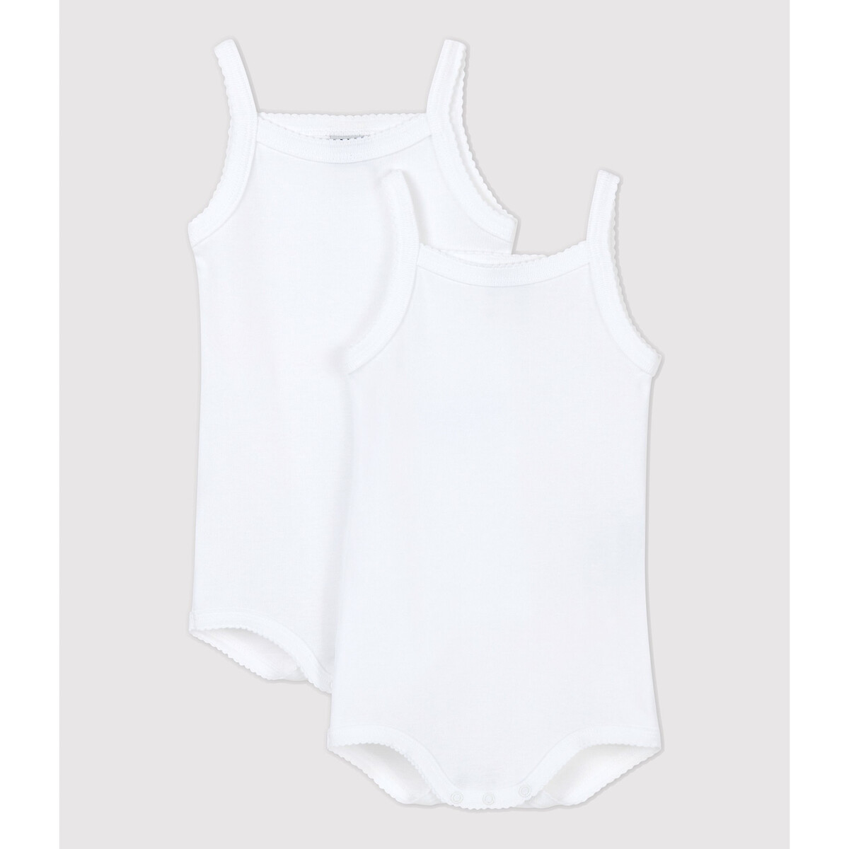 Set van 2 rompertjes met bandjes wit, PETIT BATEAU