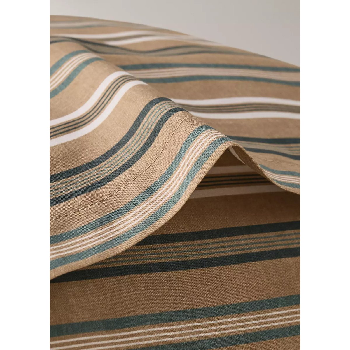 Lot de 2 taies d'oreiller en percale de coton rayures 50x75 cm tabac, MANGO HOME
