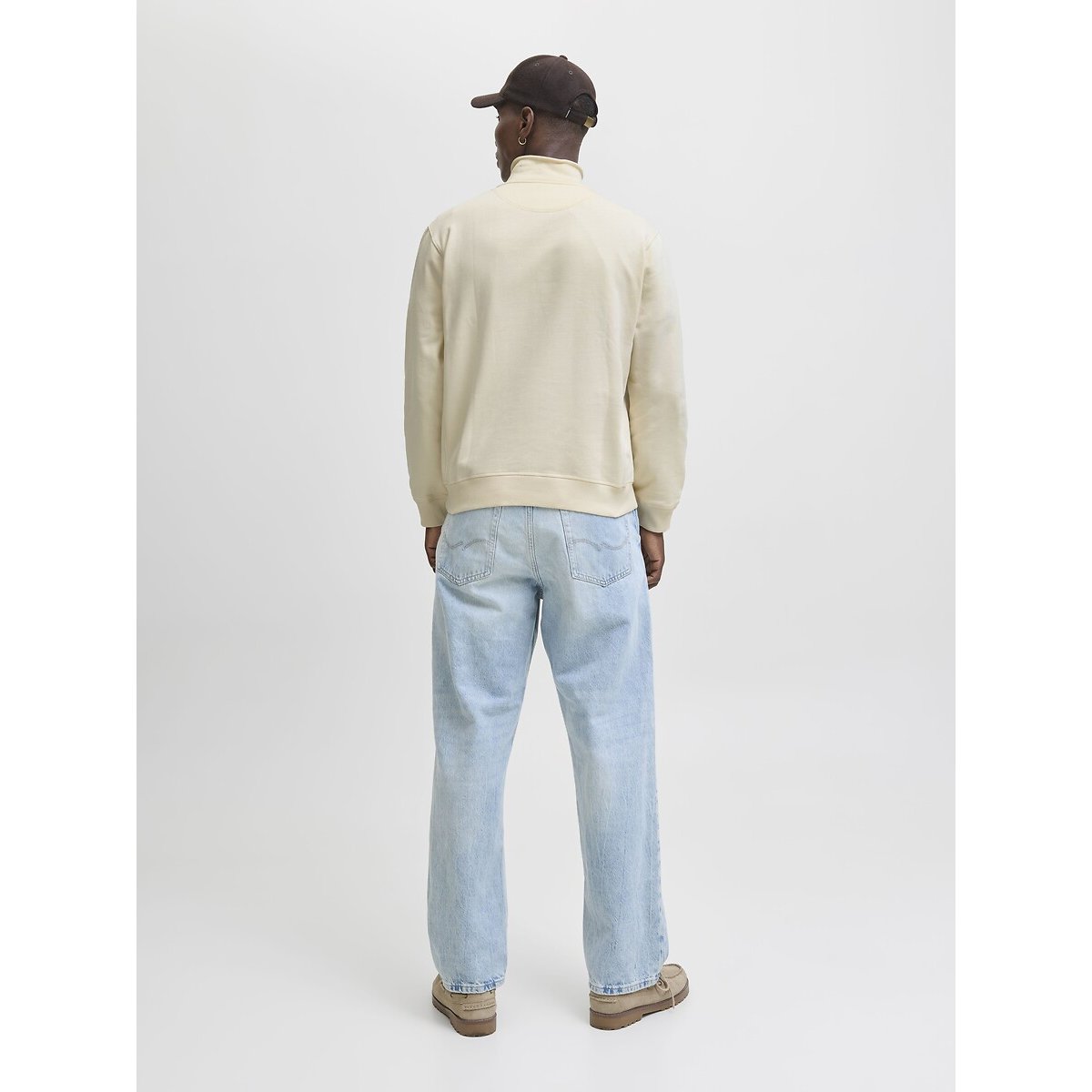 Sweat col montant logo brodé ecru, JACK & JONES