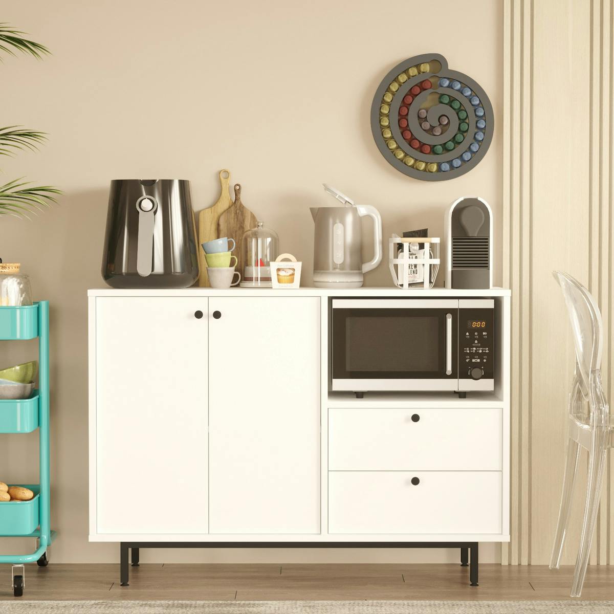 Meuble de cuisine 2 portes 2 tiroirs JENA blanc, PIER IMPORT