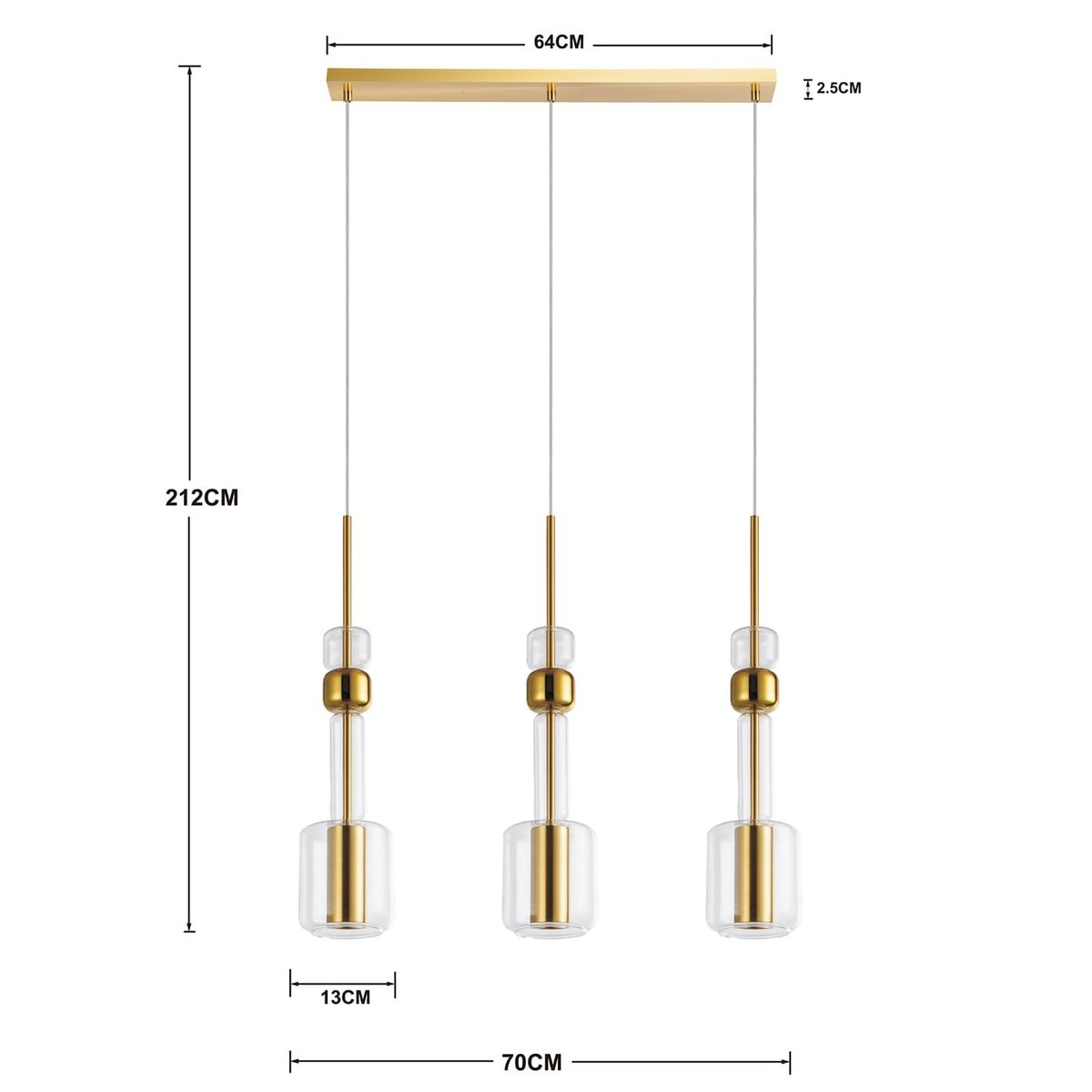 Suspension en verre et acier, CANDY BAR or, KARE DESIGN