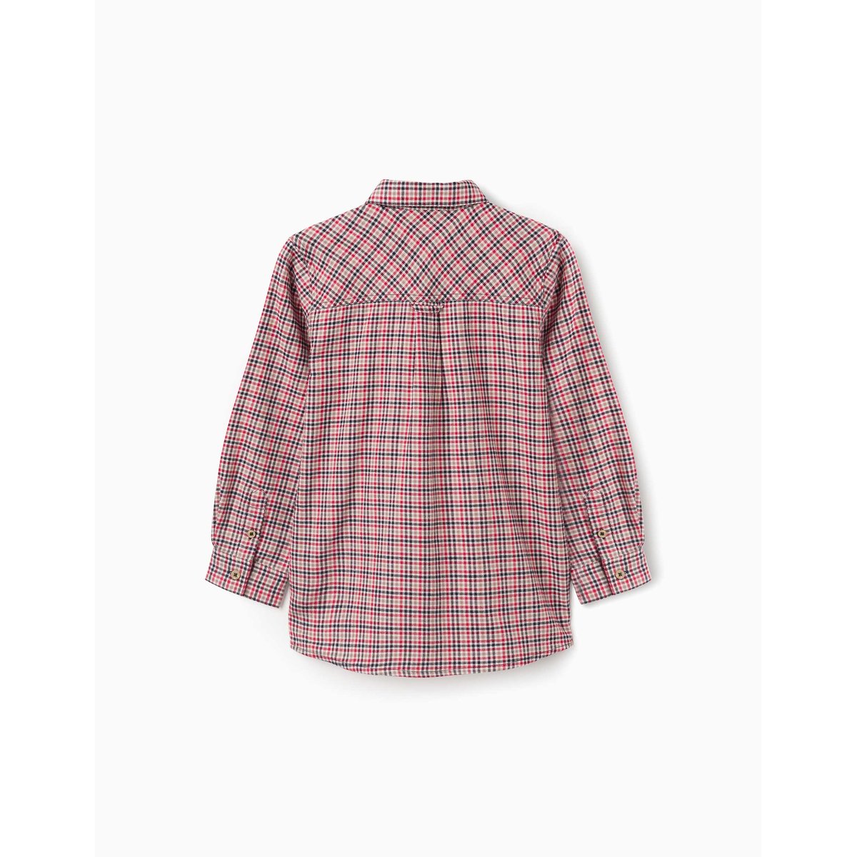 Chemise en coton à manches longues à carreaux B&S beige clair, ZIPPY