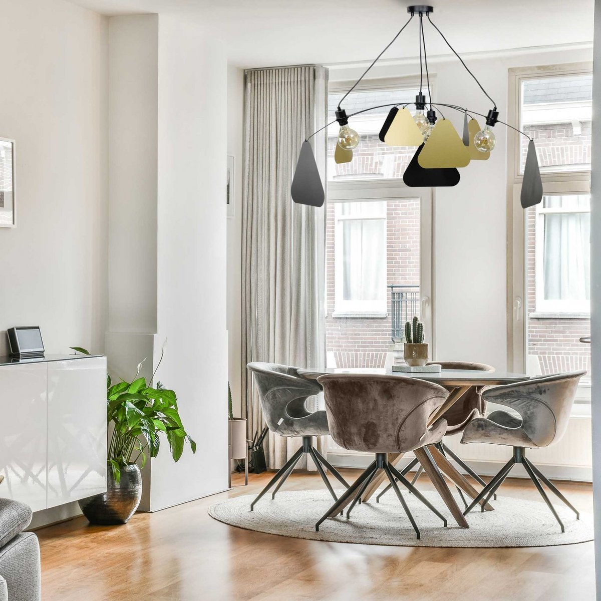 Suspension métal, Ø 114 cm, Attom noir et doré, C-CREATION