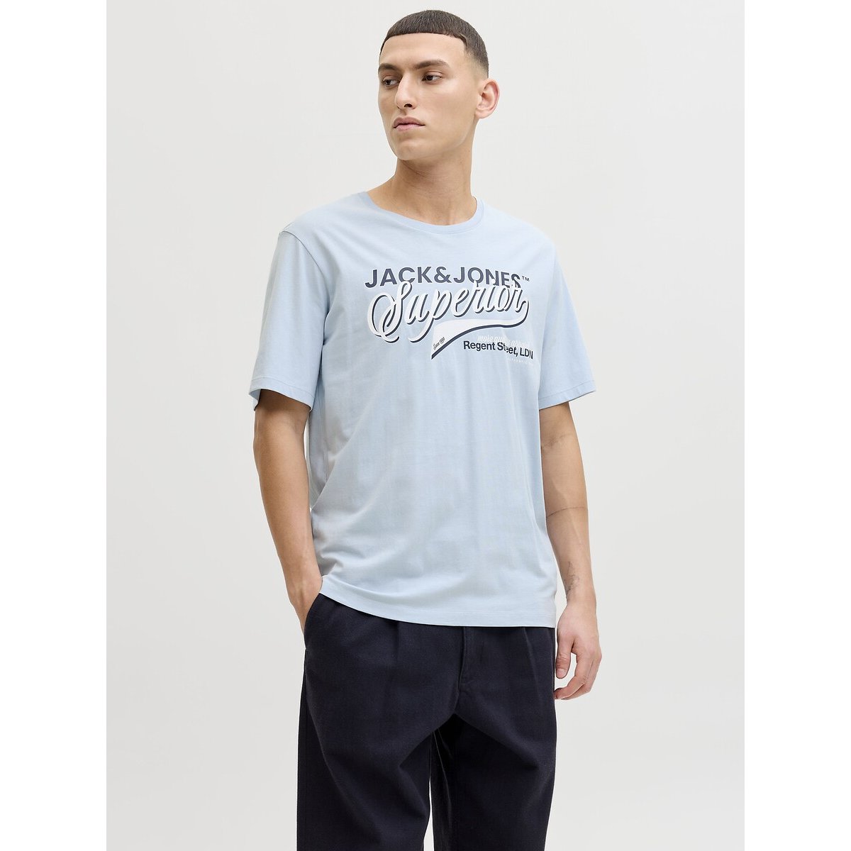 T-shirt maniche corte blu chiaro, JACK & JONES