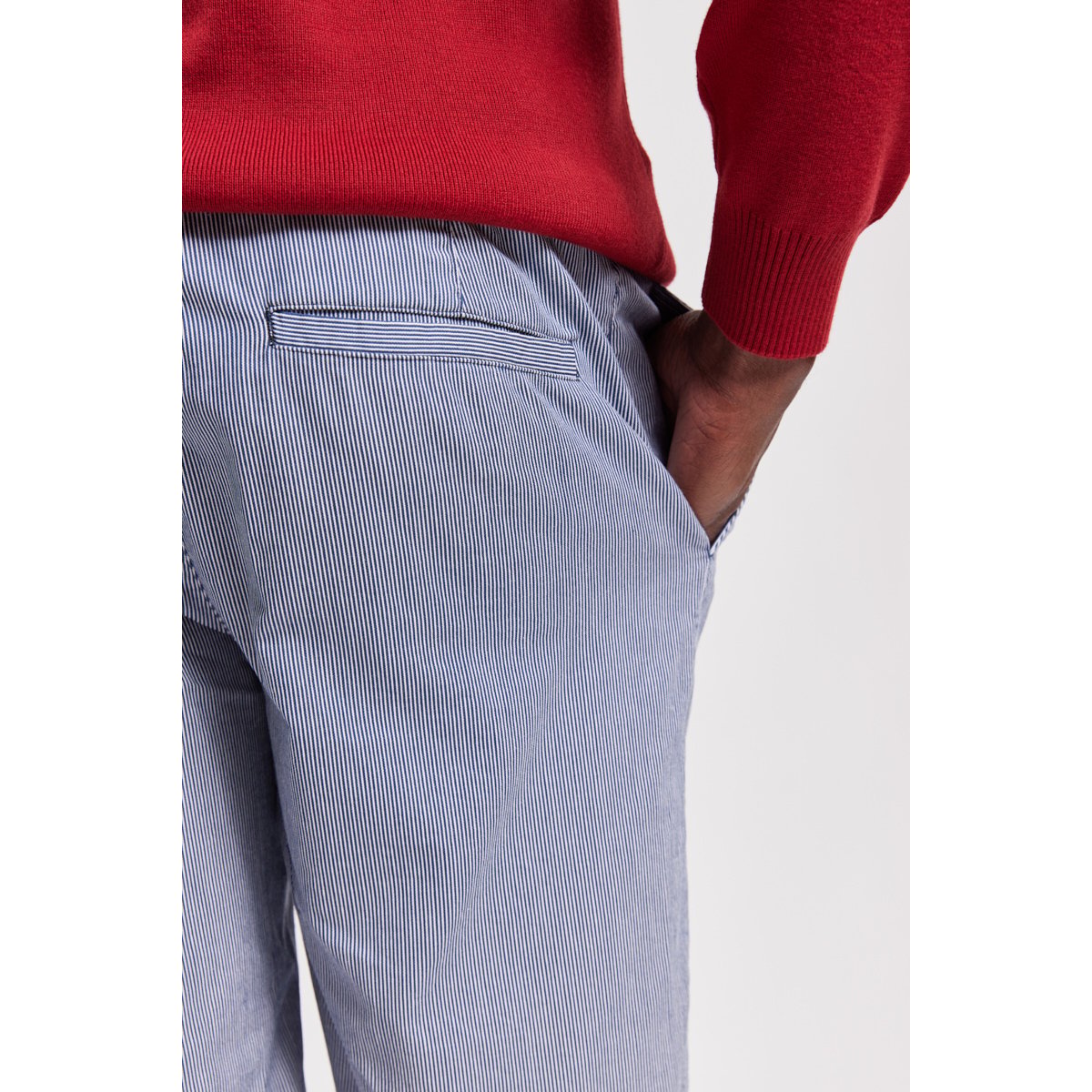 Bermuda rayé en coton raye bleu, ARMOR-LUX
