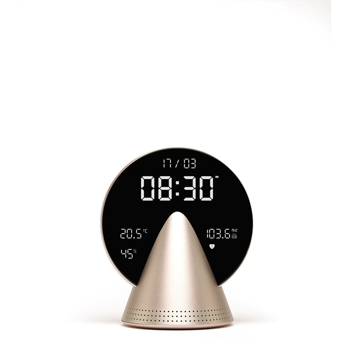Radio réveil Conic Clock avec fonction Bluetooth Or couleur unique, LEXON