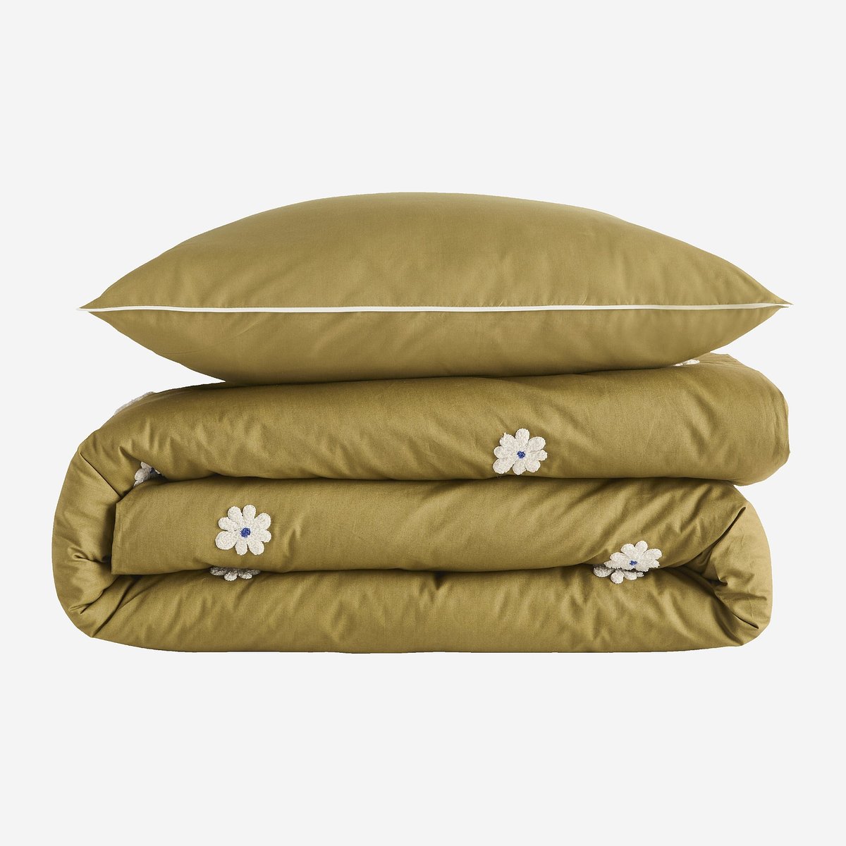 Parure de lit percale DAHLIA kaki, bronze, HABITAT