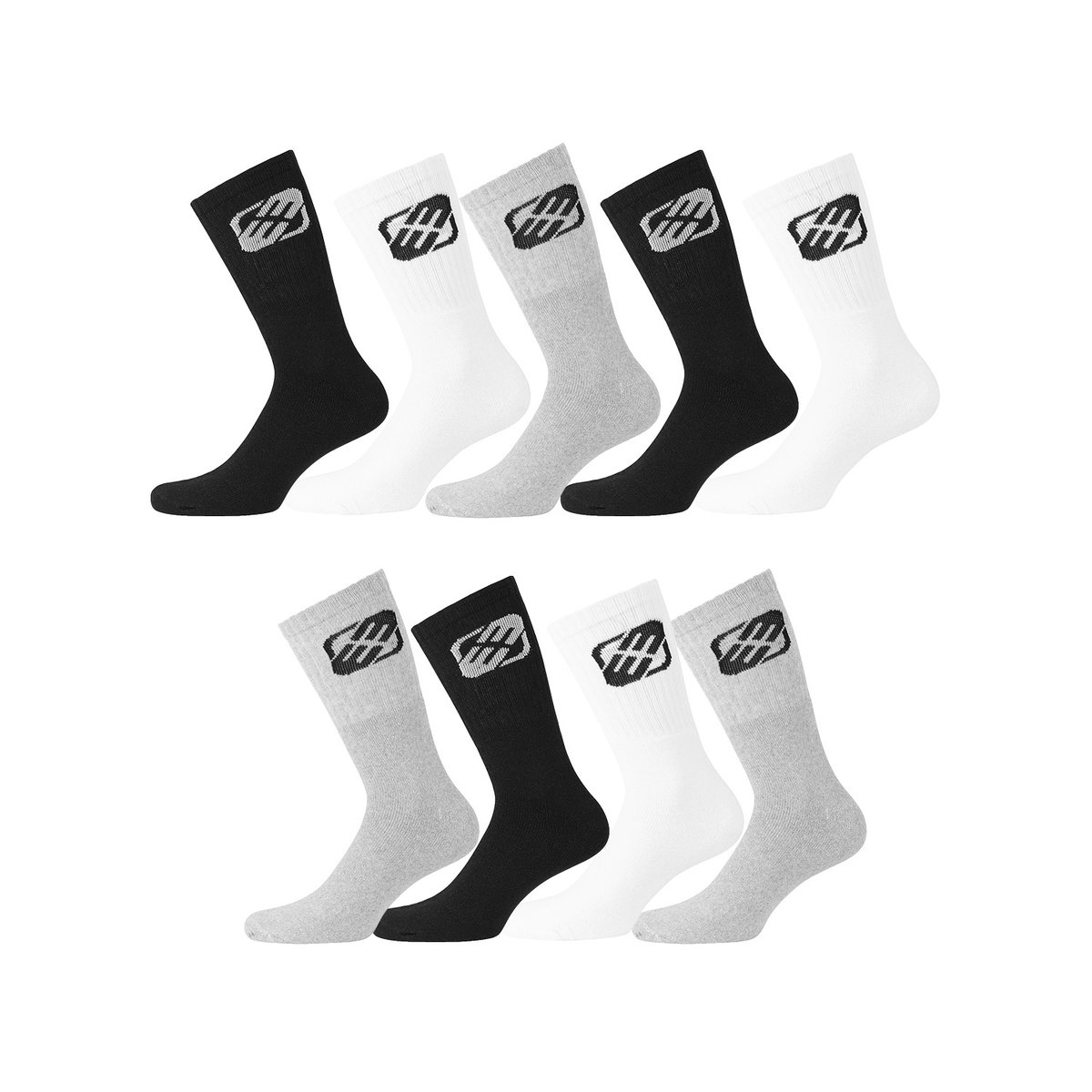 Lot De 9 Paires De Chaussettes Tennis Assorties noir/blanc/blanc/noir, FREEGUN