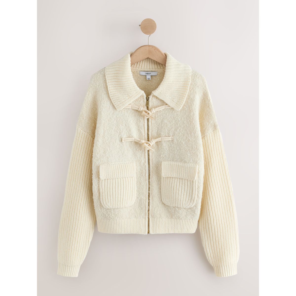 Veste en maille bouclée avec laine crème écru, NEXT