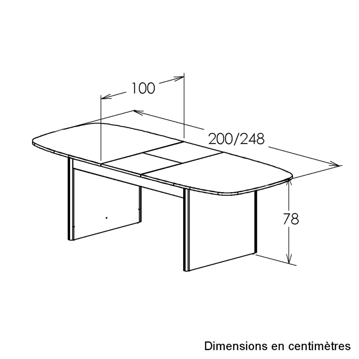 Table rectangulaire imitation bois naturel beige, DIAGONE