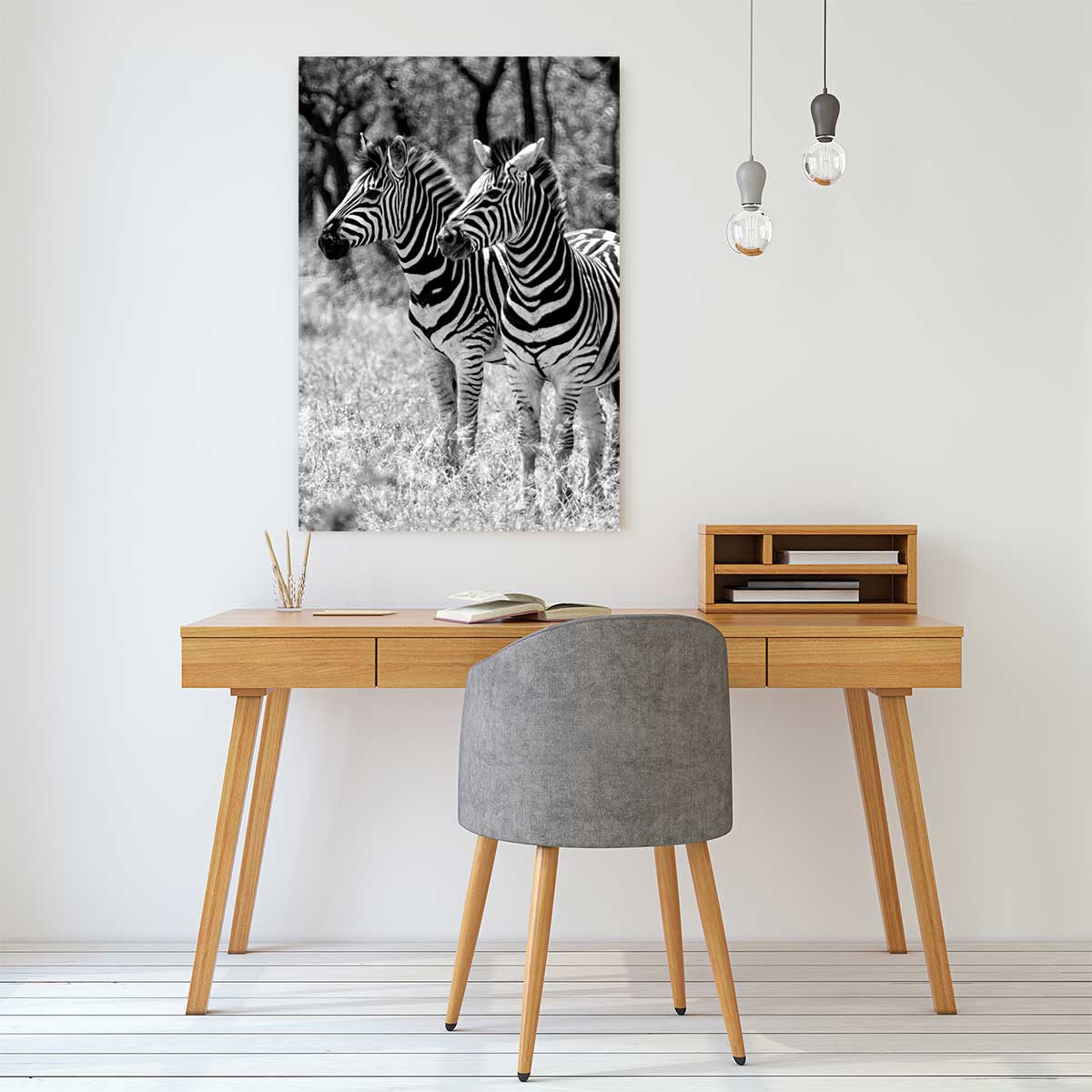 Tableau animaux zebre en duo tableau alu dibond, HEXOA