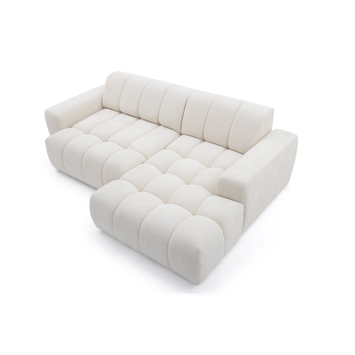 Canapé d'angle convertible 3 places en tissu chenille, THEO beige, BOBOCHIC
