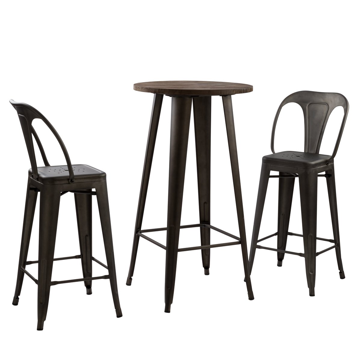 Table de bar ronde ∅60 cm - CHIMIE marron foncé, MAISON PAVANE