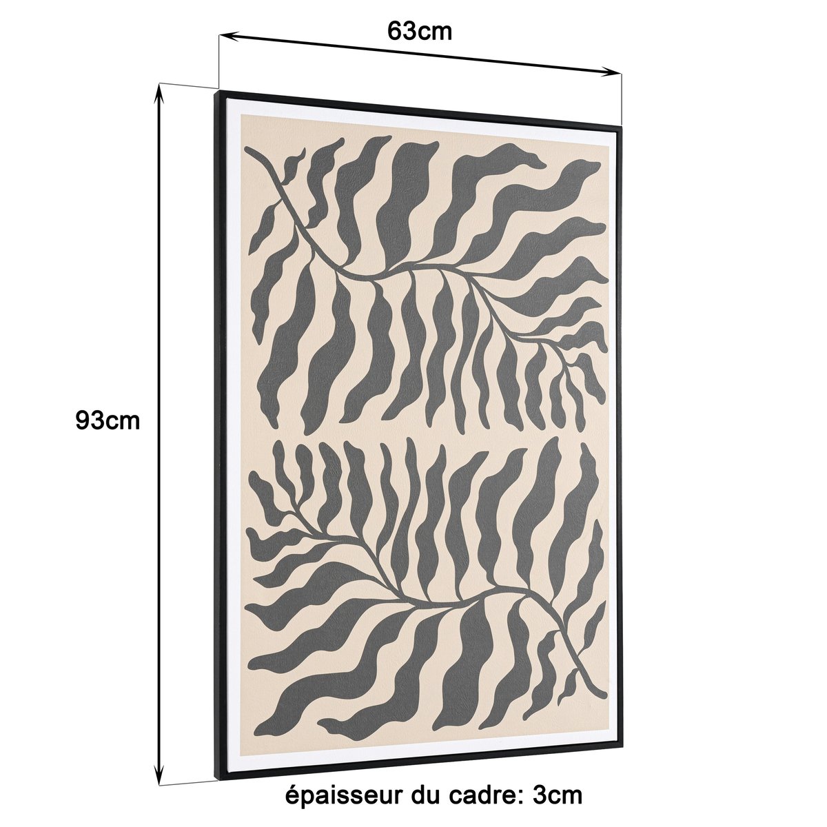 Tableau décor 2 feuilles gris/noir papier japonais 63 x 93 cm 2 feuilles, PIER IMPORT