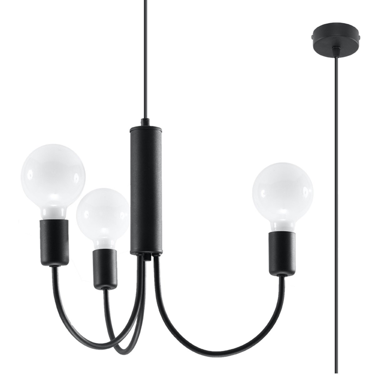 Suspension Acier Noir E27 3 Piccolo noir, EDEN