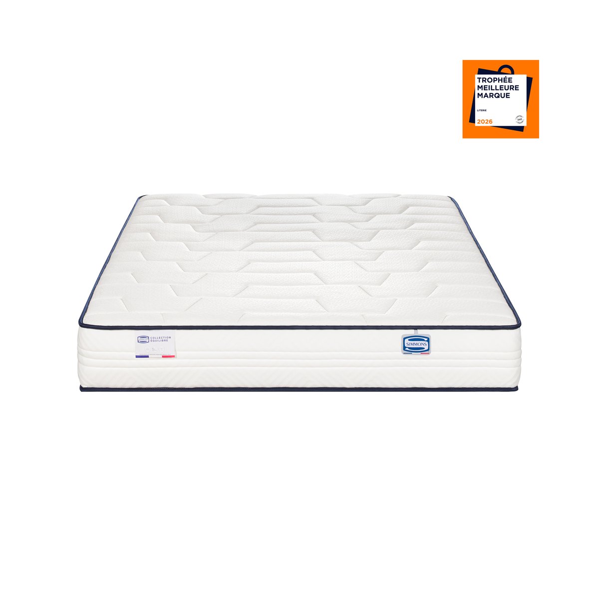Matelas L'INTEMPOREL 140x190, ressorts ensachés, extra ferme, H24 blanc, SIMMONS