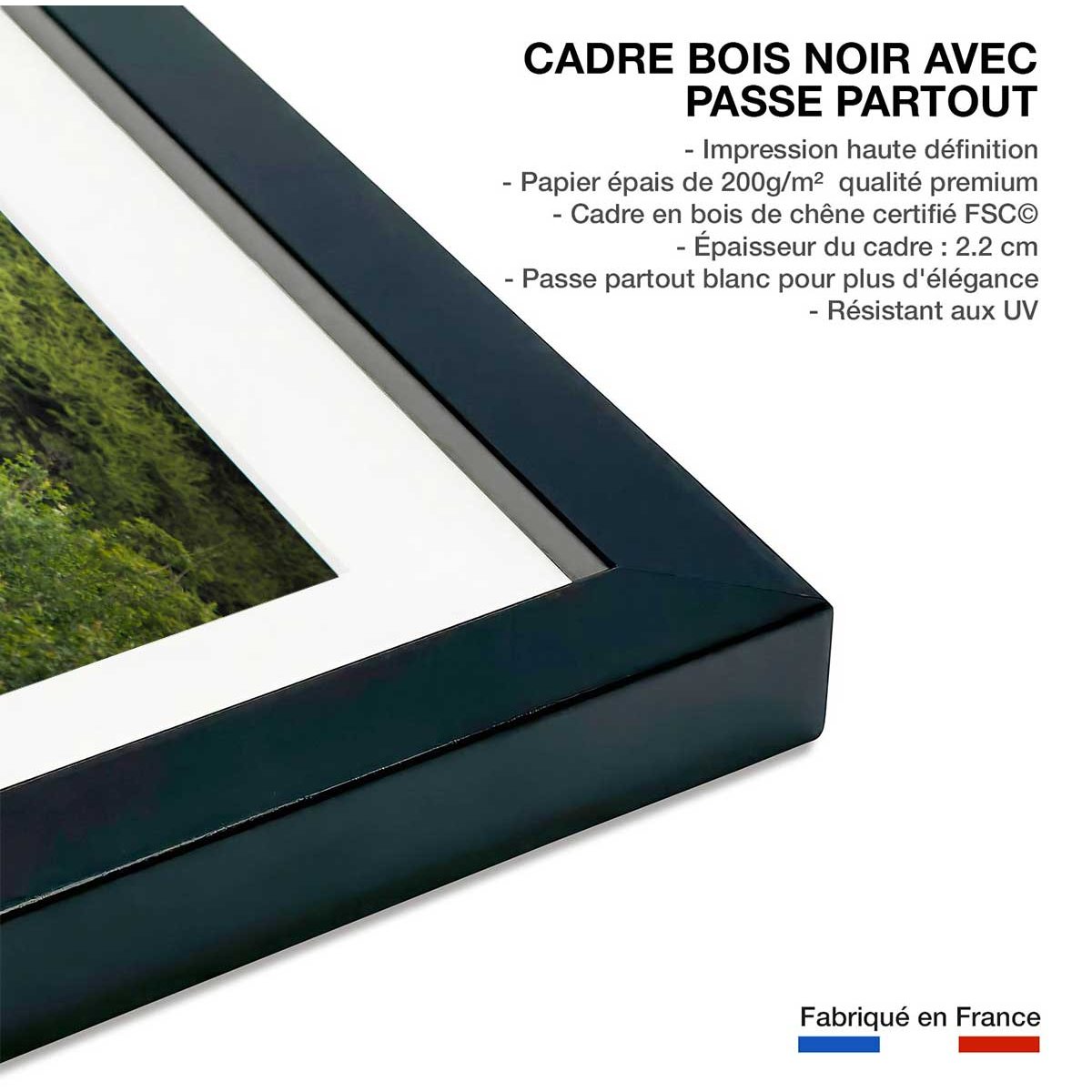 Affiche Girafe inattendue affiche + cadre en bois - noir, HEXOA