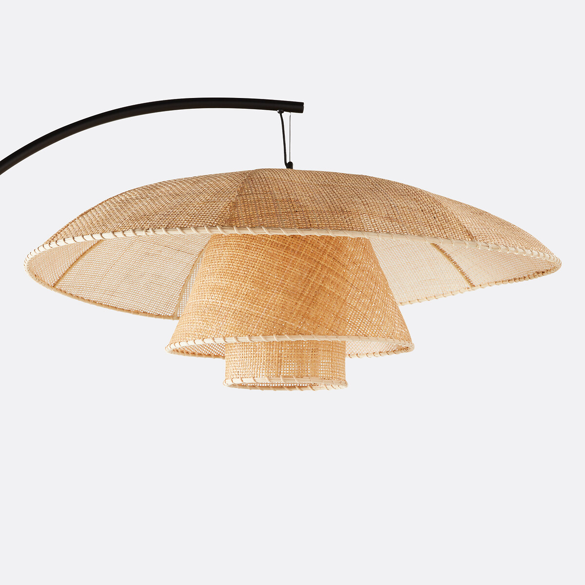 Lampadaire arc métal acier et rotin, Lola naturel/noir, LA REDOUTE INTERIEURS