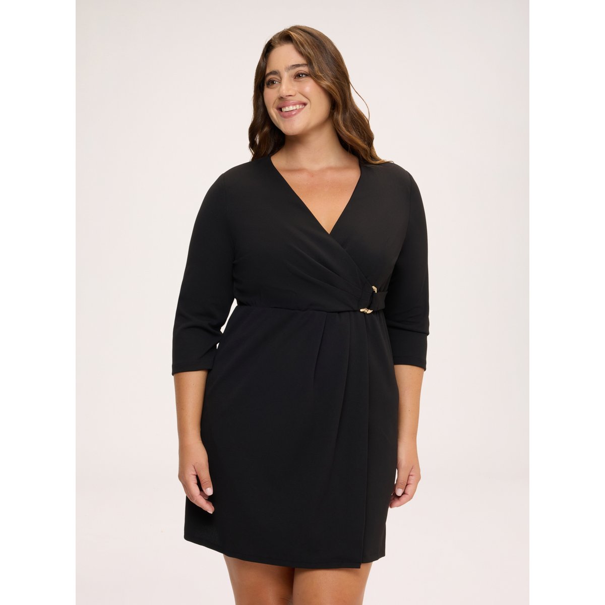 Robe portefeuille avec boucle noir, FIORELLA RUBINO