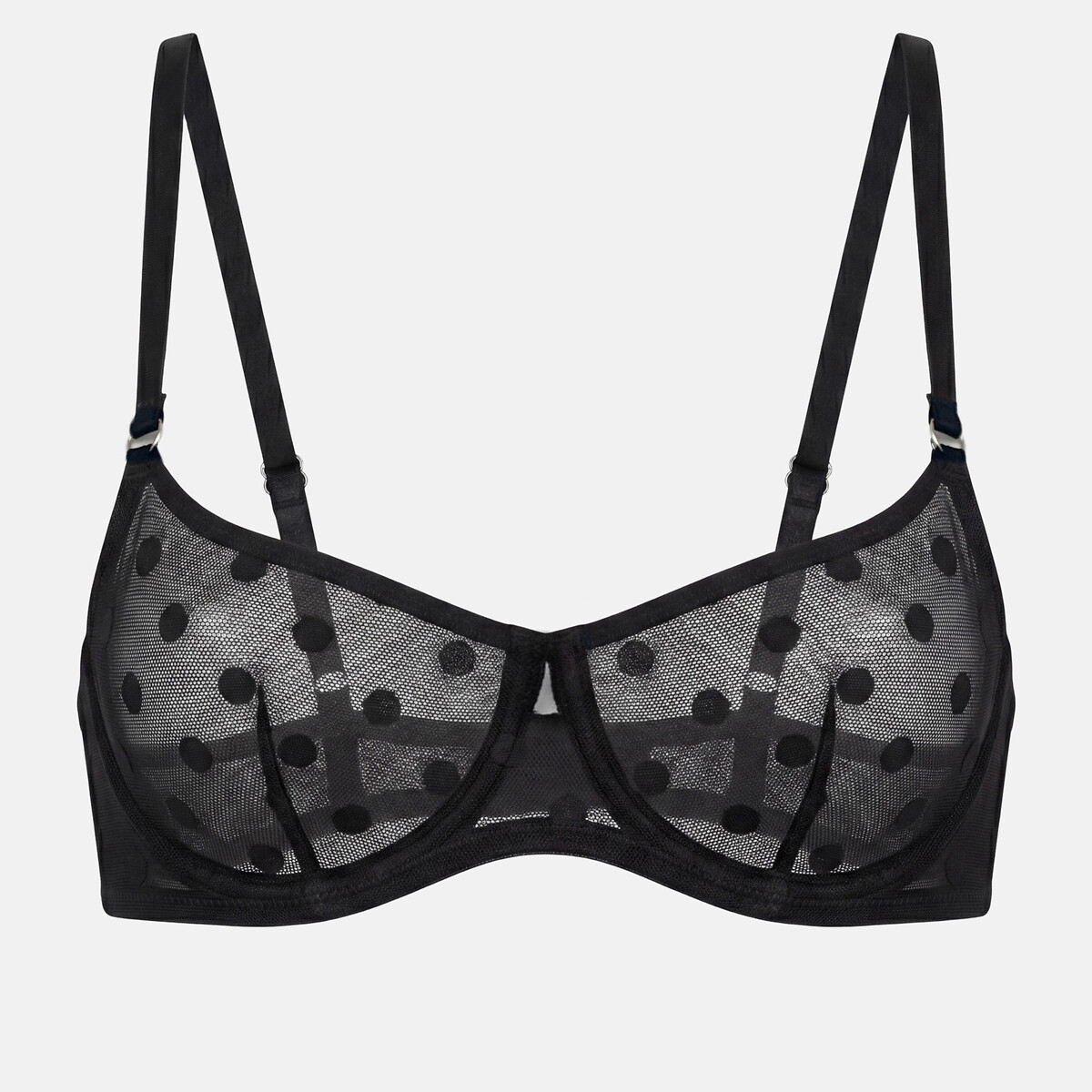 Balkonett-BH aus gemustertem Tüll mit verspieltem Punktedesign schwarz, LA REDOUTE COLLECTIONS