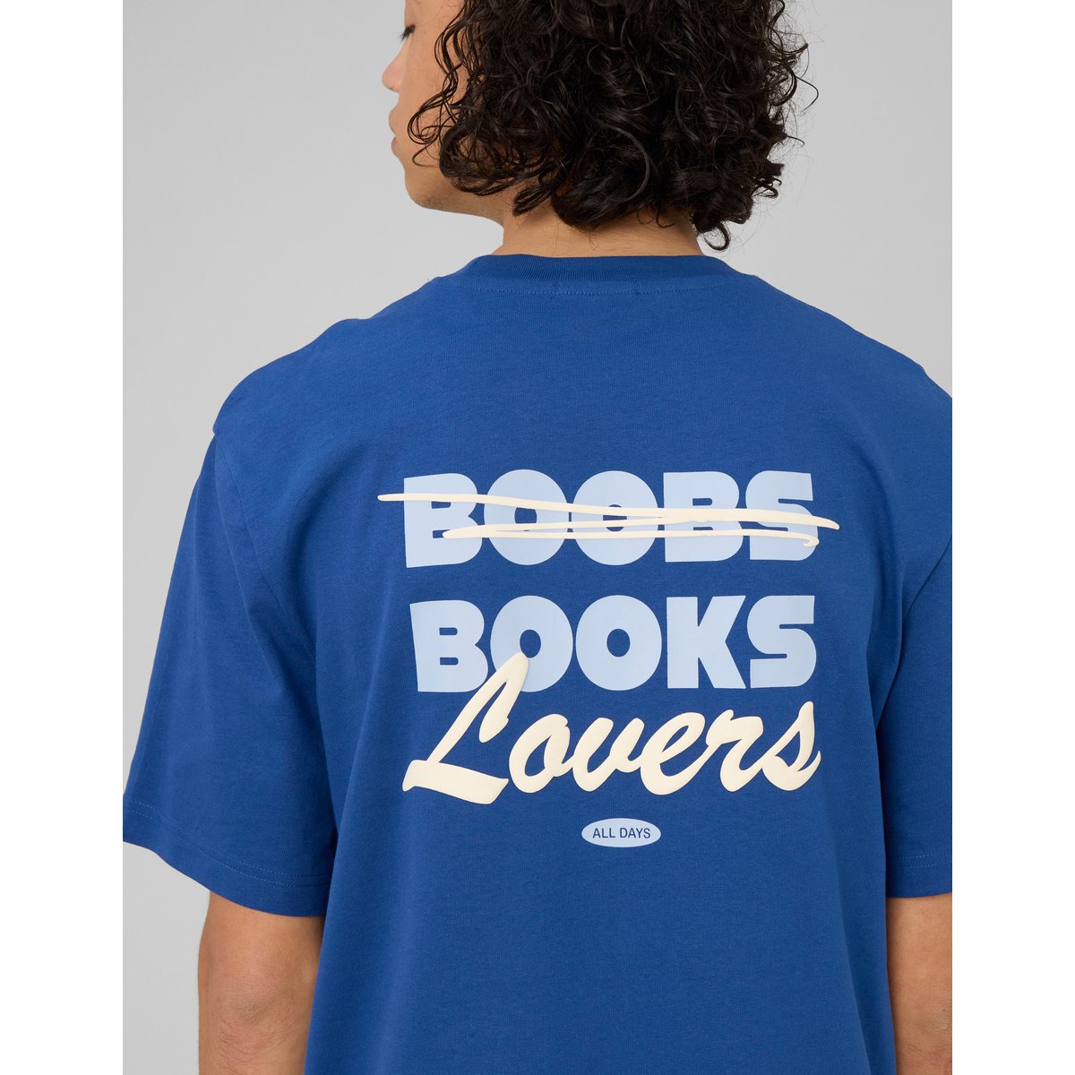 T-shirt imprimé devant / dos bleu foncé, BZB