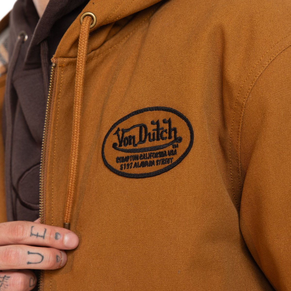Blouson coton LEVY kamel/noir/blanc, VON DUTCH