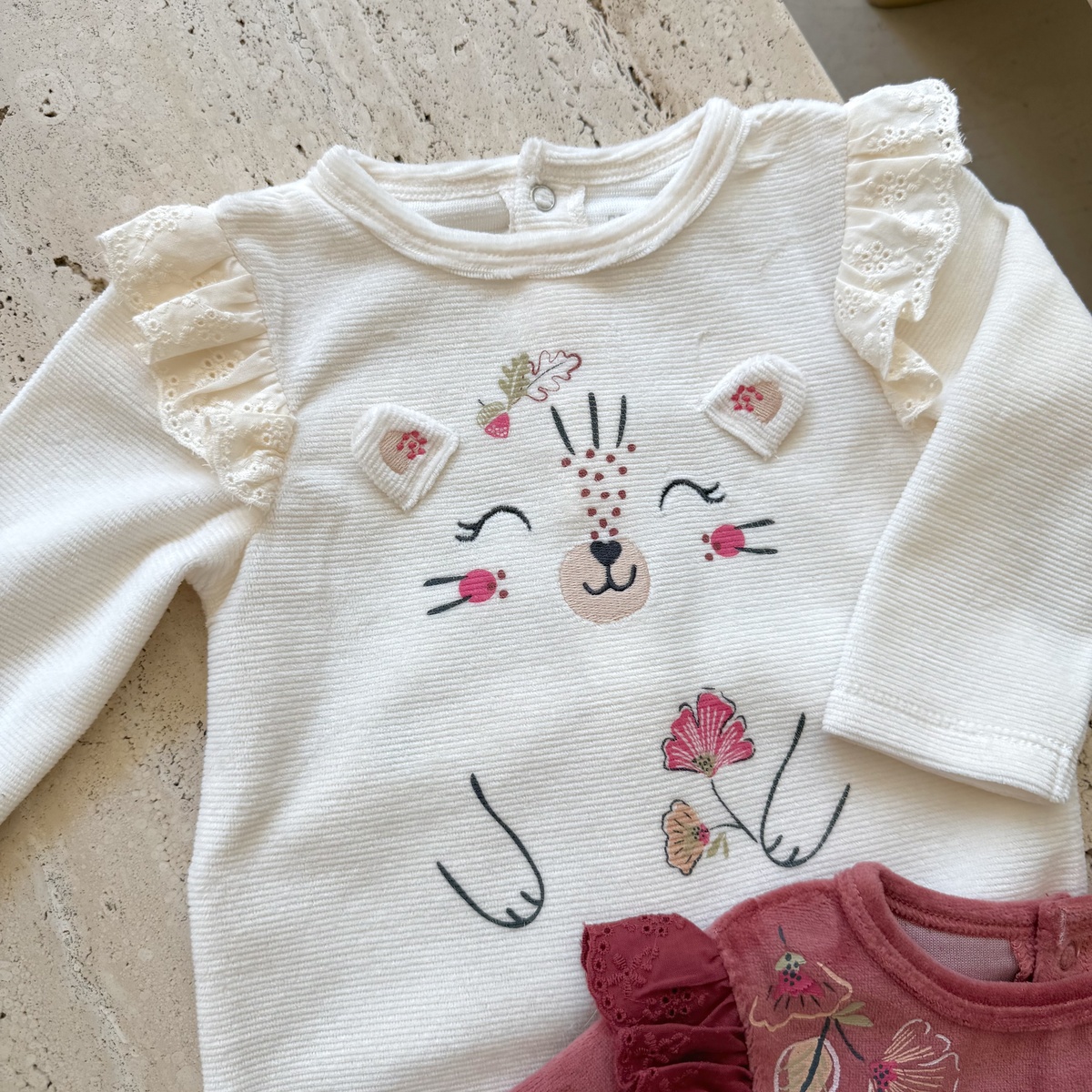 Lot de 2 pyjamas bébé en velours Léa rose, PETIT BEGUIN