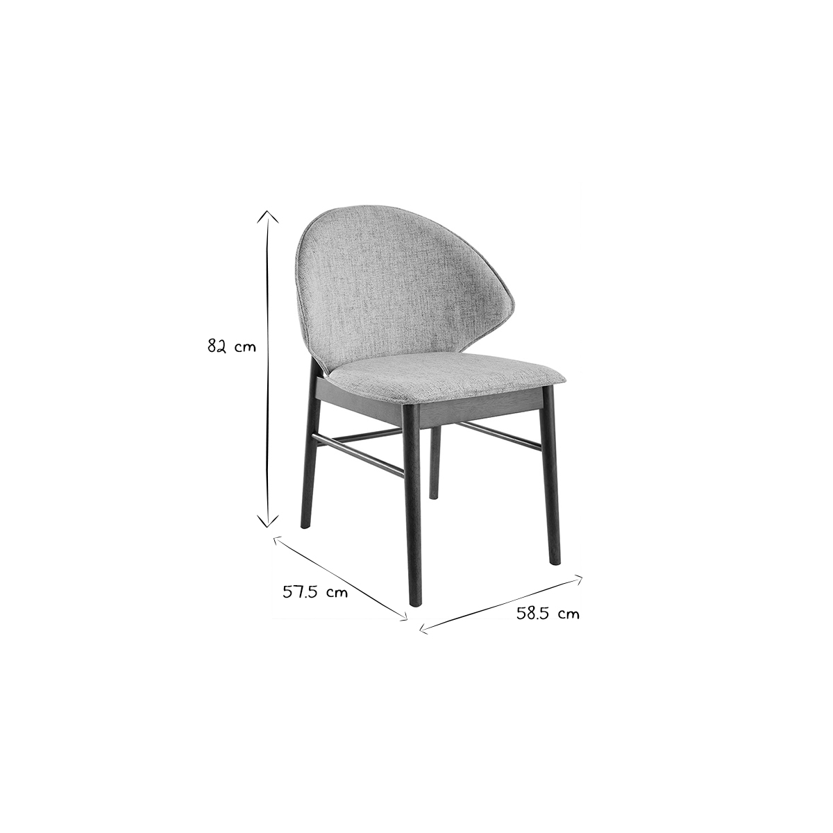 Chaises vintage en tissu gris clair et bois foncé (lot de 2) SPIKE gris clair, MILIBOO
