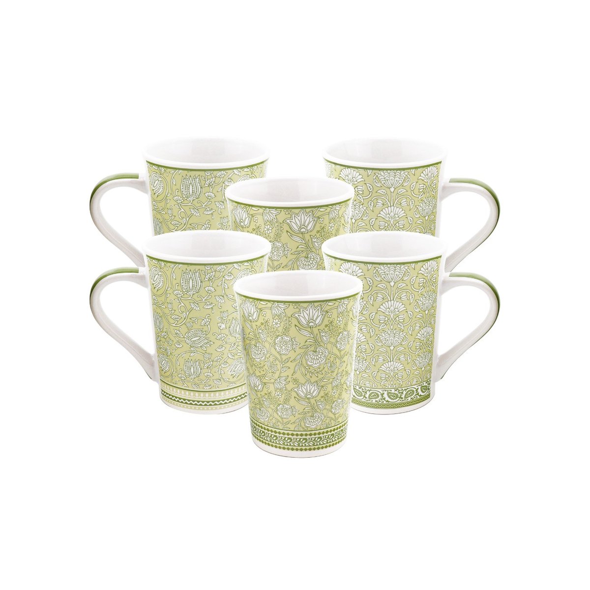Lot de 6 mugs, SOLIMAN vert, ARTIME