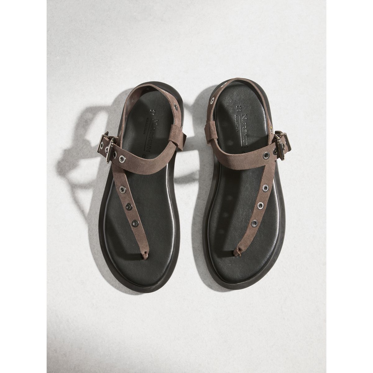 Sandales en cuir asymétriques n. premium gris/marron, NEXT
