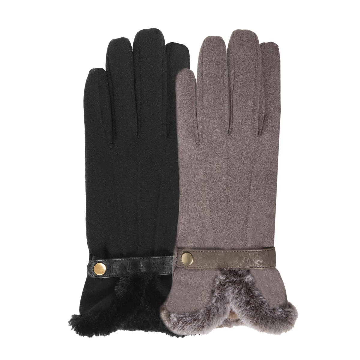 Gants tactiles, chauds, doublés imitation fourrure, taille unique noir, ISOTONER