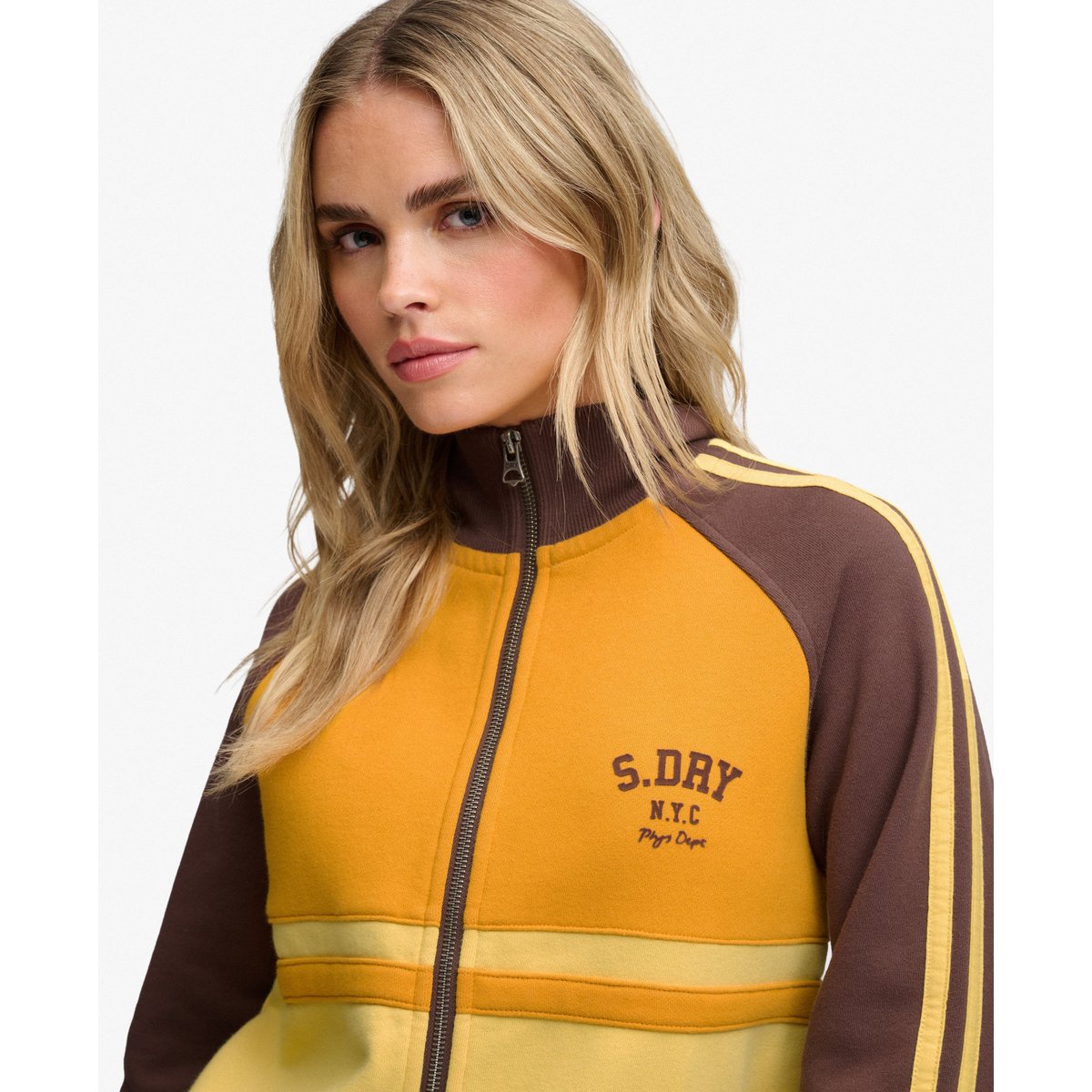 Veste de Survêtement Cult Coupe Décontractée brun café/jaune côtier, SUPERDRY